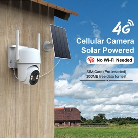 4G LTE Cellular Security Camera No Internet Needed, No WiFi Security Camera Wireless Outdoor Solar Powered, 2K Color Night Version, 360 Live View, Motion Detection, 2-Way Audio, Jobsite Camera, 2 Pack