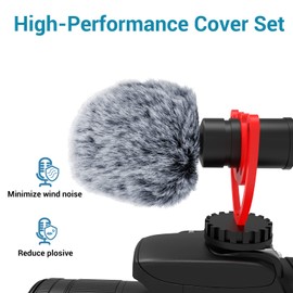Cubilux Foam Cover & Furry Windscreen Pack Compatible with VideoMicro, VideoMicro II, VideoMic Me/Me-L/Me-C, VRX10, V-Mic, Dead Cat, Pop Filter,Muff Windshield Windjammer for Mini Shotgun Microphone