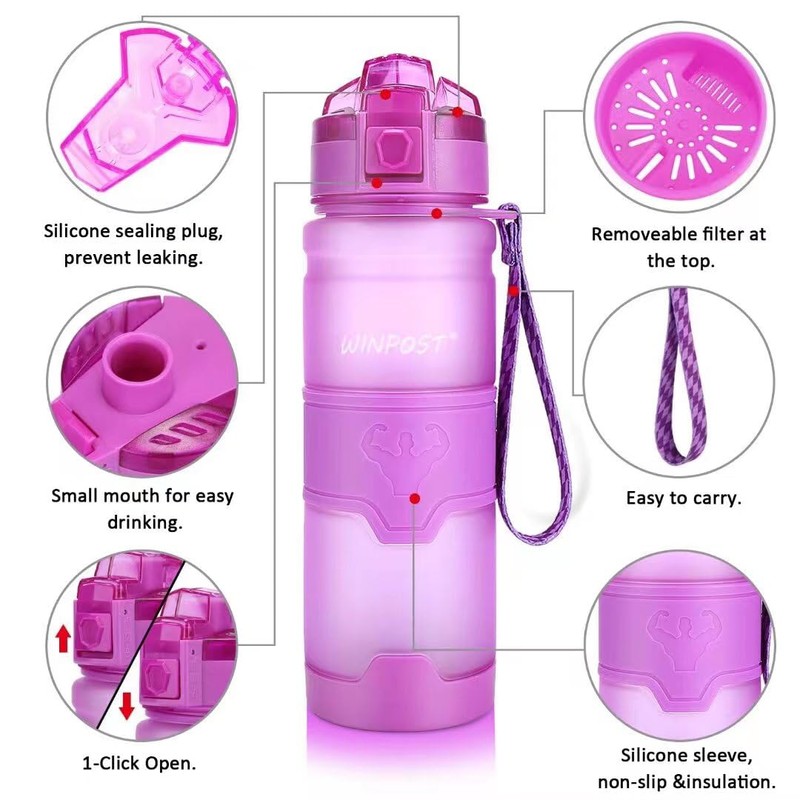 WINPOST SPORTS Water Bottle (Purple, 700ml)