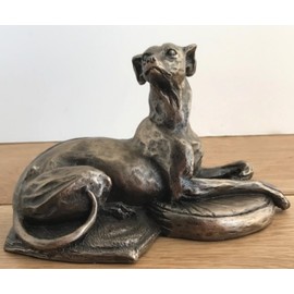Fiesta Studios Harriet Glen's Whippet Lying Down Dog Cold Cast Bronze Sculpture Home Decor or Gift Idea H8.5cm