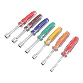 GreatNeck ND71 7-Piece Metric Nut Driver Set, Chrome Vanadium Steel Nut Drivers, Rust-Resistant Finish Nut Drivers Set, Acetate Nut Driver Handle, Color-Coded for Quick Identification
