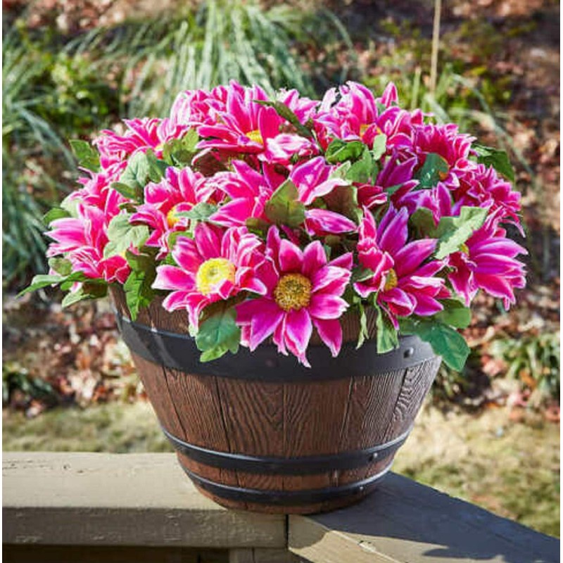 Southern Patio 13″ Woodford Barrel Planter 5-Pack, Darkened Oak