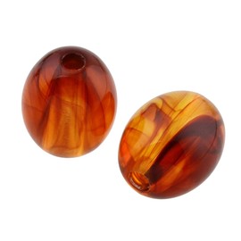 Amber Beads, Artificial Resin, Fire Amber, 13 x 11 mm, Sweeping Bar Amber with Hole for Threading, Drilled (Red Oval)