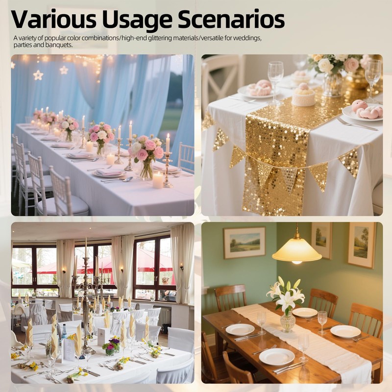 Mardatt 1 Roll Glitter Metallic Table Runner, 11in x 30Ft