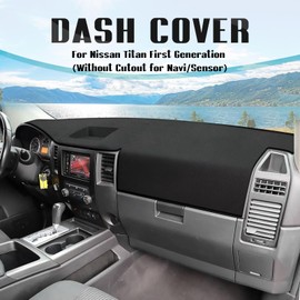 FIILINES Dash Cover for 2004-2012 Nissan Titan (Without Cutout for Navi/Sensor), Dashboard Mat Accessories Dash Cover Sunshade Nonslip Mesh Protector No Glare Black