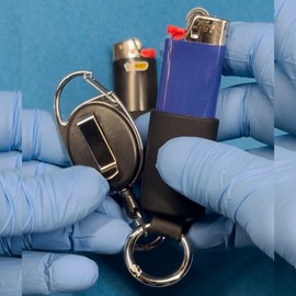 Retractable Lighter Holder for BIC Lighters Made for The J6 BICs Lighter Leash with Spring Clip to Attach & Remove from Keys, Bags, & More. (Black)