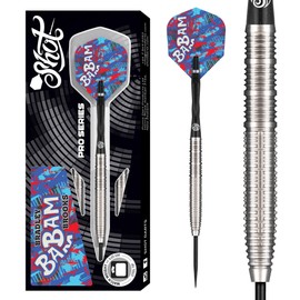 Shot! Pro Series Bradley Brooks Gen 2 Steel Tip Darts Set 90% Tungsten Centre Weighted Professional Darts for Bristle Dartboard Made in New Zealand (24, Grams)