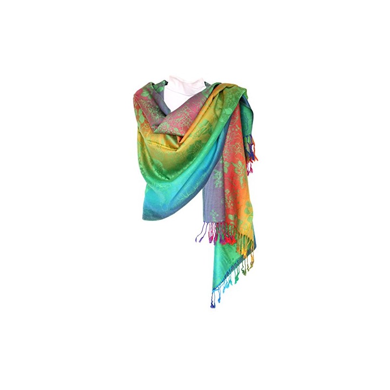 KMystic Colorful Silk Pashmina Scarf Shawl Wrap (Green)