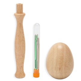 Stuffing Egg, Stuffing Egg for Socks, Wooden Darning Egg, Stuffing Accessories Set with Large Eye Needle, Adult Darner, DIY, Handmade, Home Sewing Care