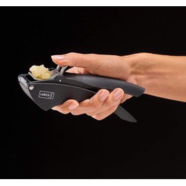 Lurch 221405 Knoblauchpresse aus Kunststoff für für geschälte oder ungeschälte Knoblauchzehen, 6.5 x 12 x 25 cm, Schwarz