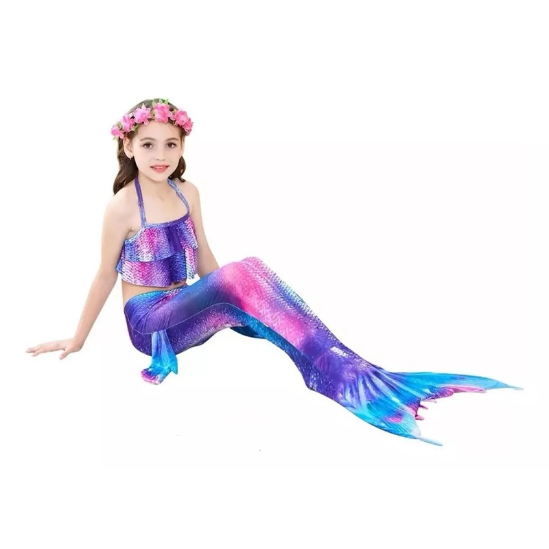 Kanimus 4 Piezas Set Cola De Sirena Y Bikini Niñas,