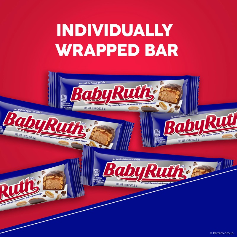 Baby Ruth, Chocolatey, Peanut, Caramel, Nougat, Share Size Individually Wrapped