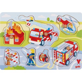 goki 57375 Wooden Fire Brigade Puzzle 7 Pieces