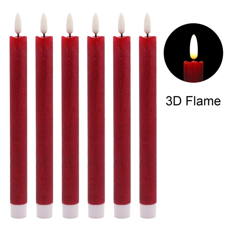 Wondise Flameless Taper Candles with Timer, Battery Operated Real Wax