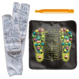 Foot Massage Mat, Foot Reflexology Mat, Acupuncture Mat for Feet, Foot Acupressure Mat for Elderly People and Office Workers Relieves Fatigue, with Massage Socks and Massage Stick (35 * 35cm)