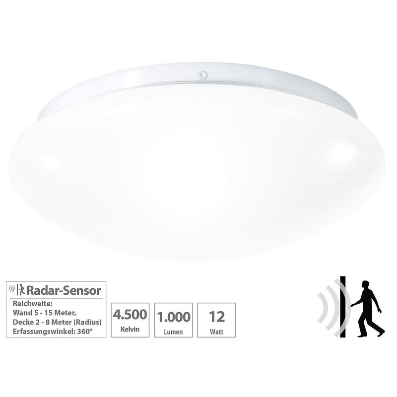 Luminea Ceiling Light with Sensor: High-Power LED Lamp with Radar