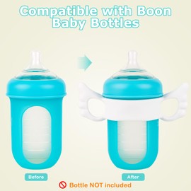 Baby Bottle Handles for Boon Nursh Reusable Silicone Pouch Baby Bottles, Easy Grip Silicone Bottle Holder for Self Feeding