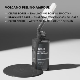 NUKIT Volcano Peeling Ampoule, 85ml | Formulated with BHA, Charcoal, and Volcanic Ashes | Simply Apply Cuticle Care | Pore Dirt & Blackhead Suction Cleanser | For Smooth, Even Skin