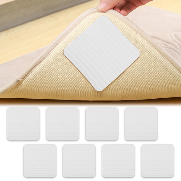 ds. distinctive style Carpet Grippers for Hardwood Floors, Pack of 8, Non-Slip Carpet Pads, Carpet Stickers to Prevent Slipping, Reusable, Washable Carpet Stopper