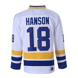 Youth Hanson Brothers Charlestown Chiefs 16 Jack 17 Steve 18 Jeff Slap Shot Movie Ice Hockey Jersey (18 White, Large)