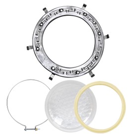 Pool Light Ring Replacement Set of 4, Pool Light Gasket, Stainless Steel Face Ring Assembly Single, Tension Wire Clamp Assembly with Screws and Nuts, Unbreakable Plastic Lens