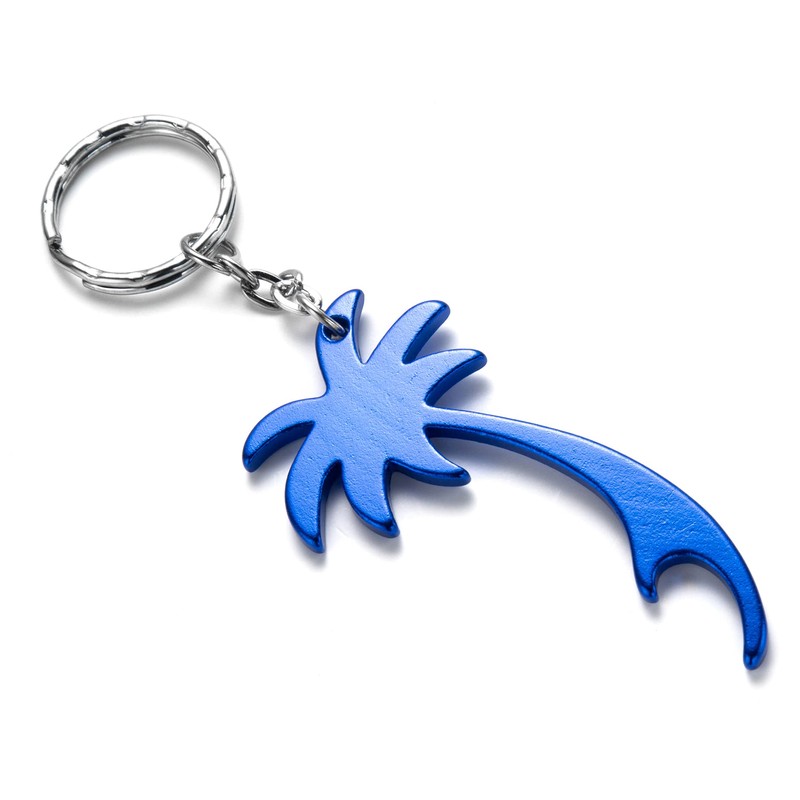 Komonee Palm Tree Blue Keychain Bottle Opener Key Chain Metal