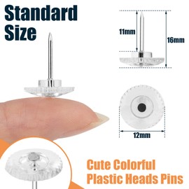 150PCS Clear Thumb Tacks, Standard Clear Push Pins Steel Point and Transparent Plastic Head for Bulletin Board, Fabric Marking, Crafts and Office Organization… (Clear)