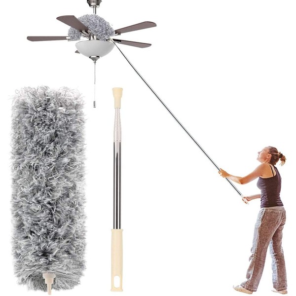 Microfiber Duster with Extension Pole(Stainless Steel) 30 to 100'', with
