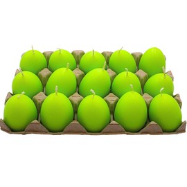 Dekohelden24 Set of 15 Easter Egg Candles Plain Green Size H / Diameter 6.5 x 4 cm Pack of 15