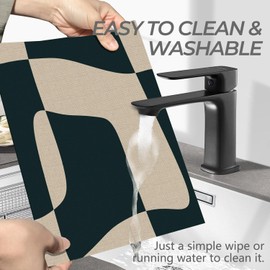 Kemingni Minimalist Boho Neutral Black and Beige Placemats Set of 4 12x18 Inch, Mid Century Modern Abstract Table Mats Washable Placemat for Home Party Kitchen Dining Room Decoration