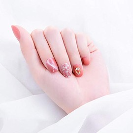 24 Pcs Nail Tips, 3D Butterfly Decoration, Churunto Pink Yukidaruma Nail