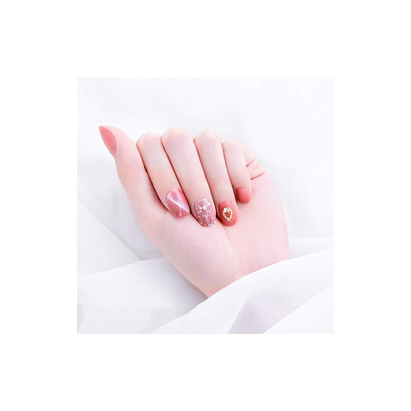 24 Pcs Nail Tips, 3D Butterfly Decoration, Churunto Pink Yukidaruma