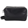 GERMANUS Black Leather Toiletry Bag, black, Toiletry bag with zips