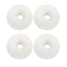 FUYUERO Chouchou Hair Ornament, Small, Adult Hair Accessory, Fluffy and Cute, Hair Accessory, Natural Fluffy, Fur Ball, Scrunchie Set, Fur (White 4)