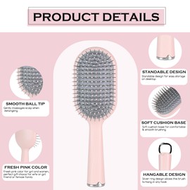 Hair Brushes and Comb Set For Women Gift 14pcs Includes Pink Paddle Brush For Detangling Vent Brush For Styling Hair Curly Brush With White Rat Tail Comb Wide Comb Mini Travel Combs For Parting Hairs