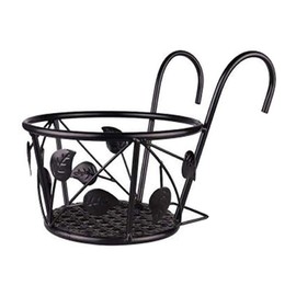 HUSHUI Hanging Railing Iron Planter Baskets Flower Pot Holder,Hanger Metal Fence Rail for Patio Balcony Porch Fence
