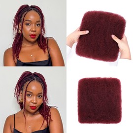 Afro Kinkys Bulk Human Hair -100% Real Human Hair for Twist, Braiding, Loc Extensions & Crochet, Kinky Curly Hair Bundles, Natural Afro Bulk for Dreadlocks(99J, 16 Inch(Pack of 1))