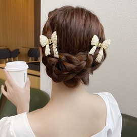 Pearl Hair Clip Butterfly Hair Barrette Elegant Metal Retro Hairpin for Women Girls(Open Shape Claw Clip, Gold)