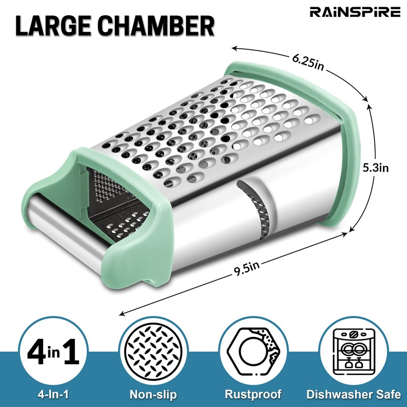 Rainspire Professional Box Grater, Cheese Grater Box for Kitchen Stainless