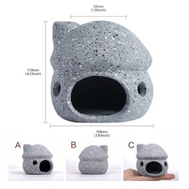 Aquarium Mushroom House Decorations, Small Ceramic Pleco Caves Betta Tank Accessories, Cute Mushroom Shape Fish Tank Decorations, Grey