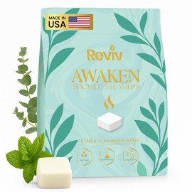 REVIV Awaken Shower Steamers – 15 Aromatherapy Tablets with Eucalyptus & Mint for Stress Relief – Long-Lasting Spa Tablets for Shower, Self Care Items & Spa Gifts for Women