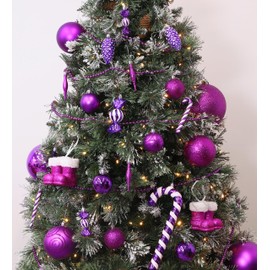 Christmas Concepts® Pack of 10-60mm Christmas Tree Baubles - Shiny, Matte & Glitter Decorated Baubles (Purple)