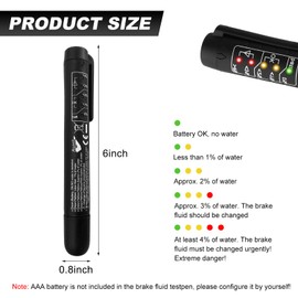 SHMZK Brake Fluid Liquid Tester Pen, Auto Brake Diagnostic Testing Tool with 5 LED Indicators, Brake Tester Pen Vehicle Analyzer for DOT3 DOT4 DOT5.1 Brake Fluid, Car Accessories