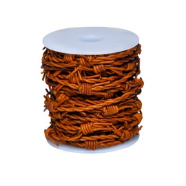 Artificial Barbed Wire Made of Leather for Cowboy Theme Western Party Decorations Supplies - 33 Feet Spool by Cords Essentials (Rust)