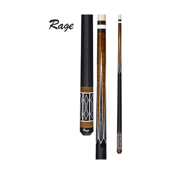 Rage RG-207 Graphic Walnut Brown with Turquoise Pincher Points and Pearled Balls Cue, 19.5-Ounce