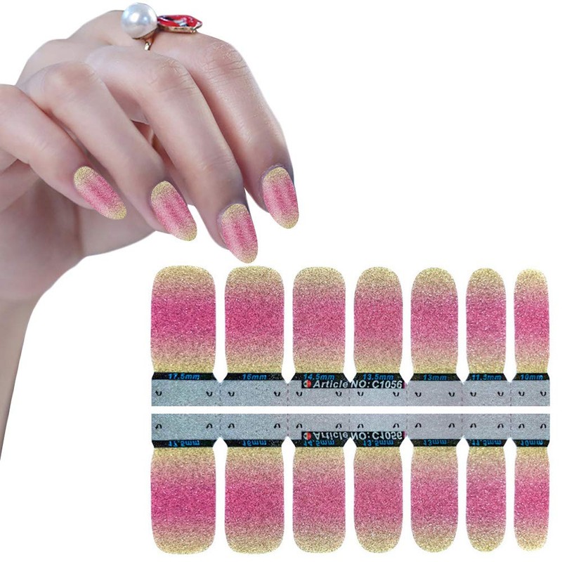 WOKOTO 8 Sheets Glitter Adhesive Nail Art Polish Stickers Tips