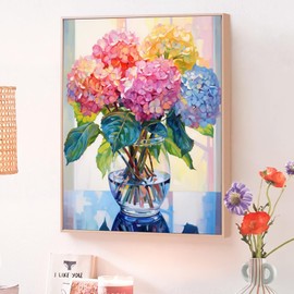 JATOK Paint by Numbers Adults, Paint by Numbers, DIY Hydrangea with Brushes and Acrylic Paints, Hand-Painted Oil Painting Canvas for Home Decor, Without Frame (40 x 50 cm / 16 x 20 inches)