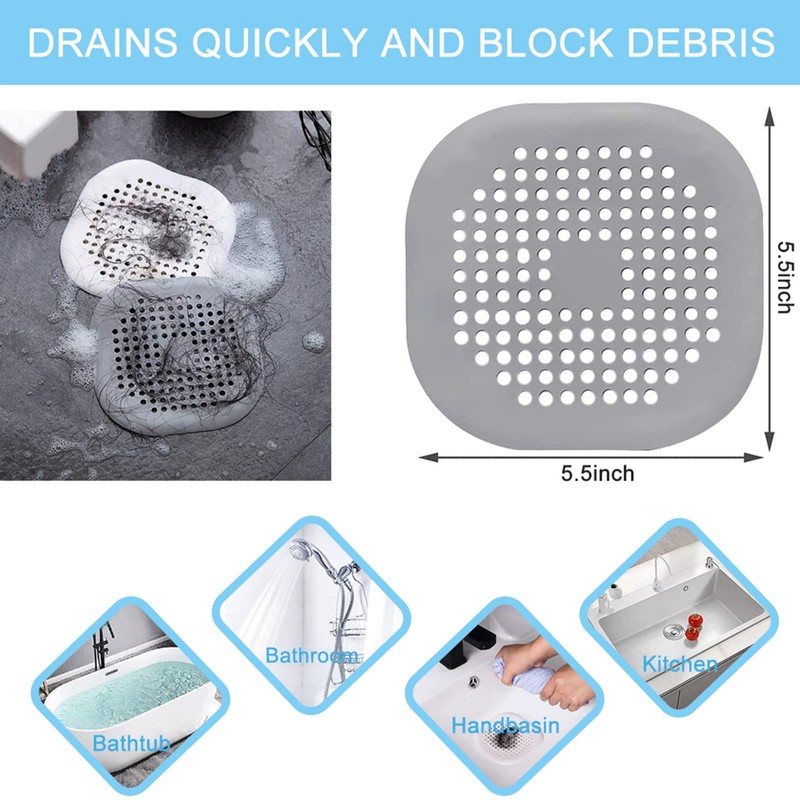 4 Pack Drain Hair Catcher Durable Silicone Hair Stopper Shower