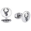 Vinani Design Cufflinks Deer Symbol Round Blackened Shiny 925 Sterling