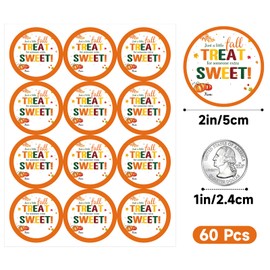 Anwyll Fall Autumn Gift Stickers - Happy Fall Autumn Thanksgiving Name from Stickers 60Pcs 2'' Hello Fall Pumpkin Leave Label Sticker Adhesive A Little Treat for Someone Sweet Sticker for Party Favors